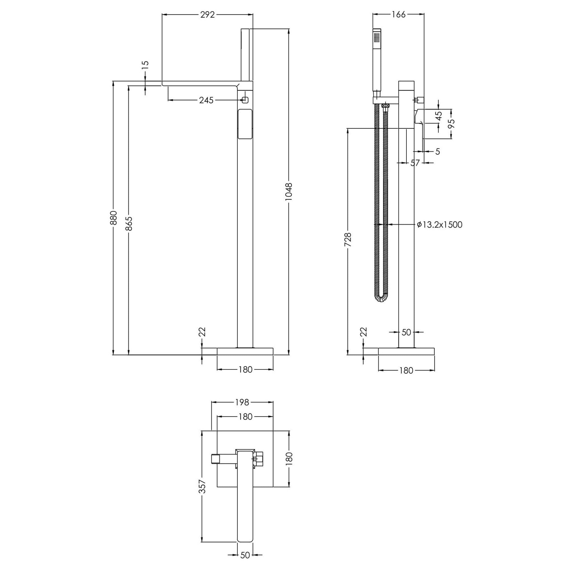 Elowen Contemporary Brushed Bronze Freestanding Bath Shower Mixer Lever