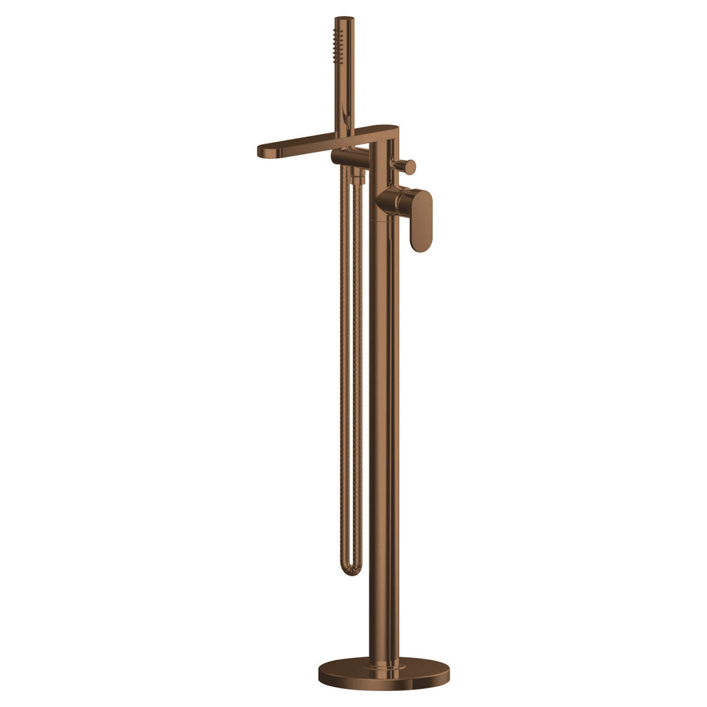 Linea Freestanding Bath Shower Mixer With Kit Brushed Bronze Contemporary 1 Hole