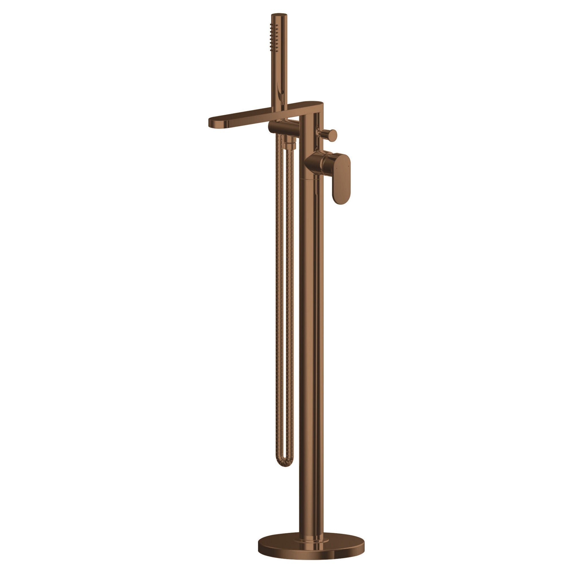 Linea Freestanding Bath Shower Mixer With Kit Brushed Bronze Contemporary 1 Hole