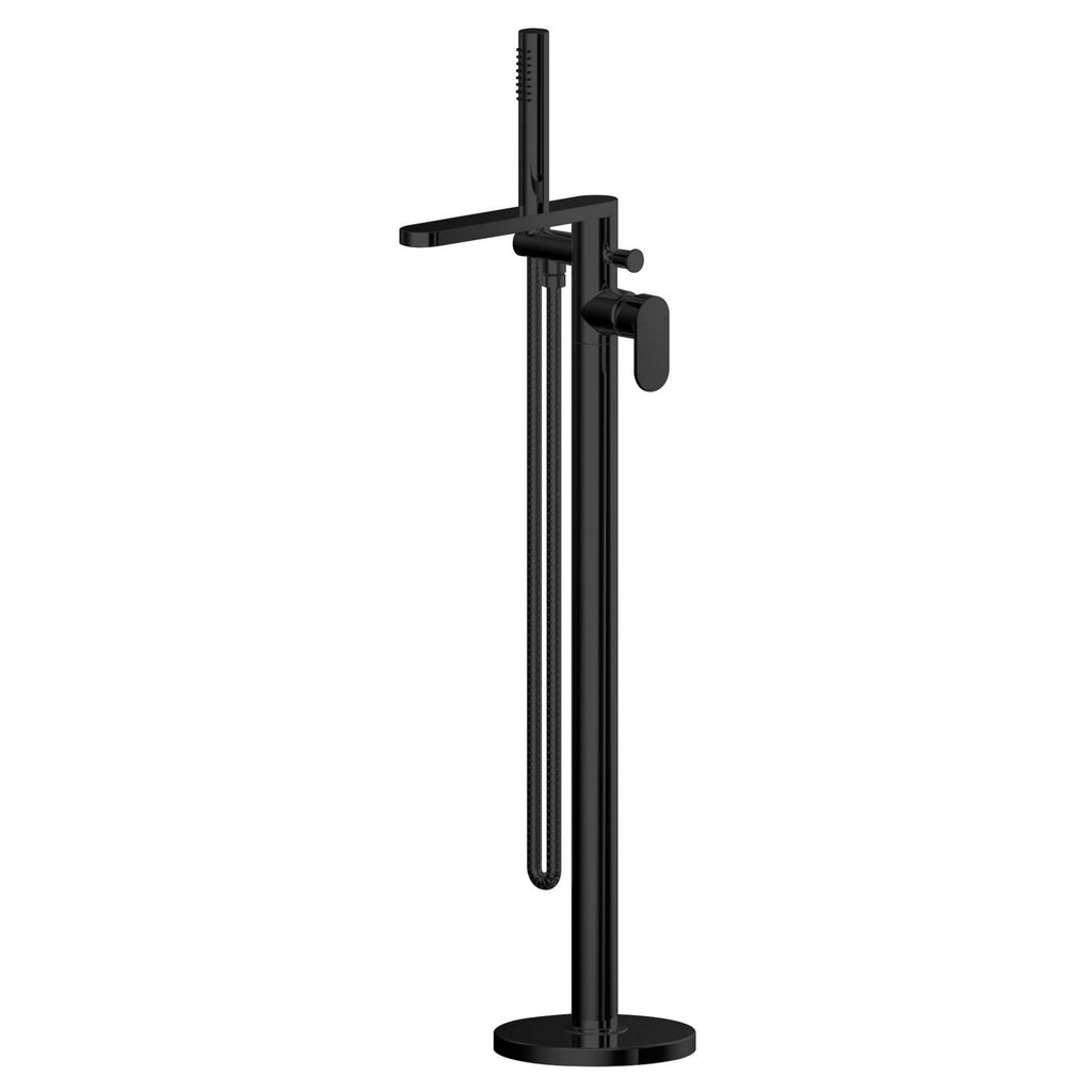 Linea Freestanding Bath Shower Mixer With Kit Matt Black Contemporary 1 Hole