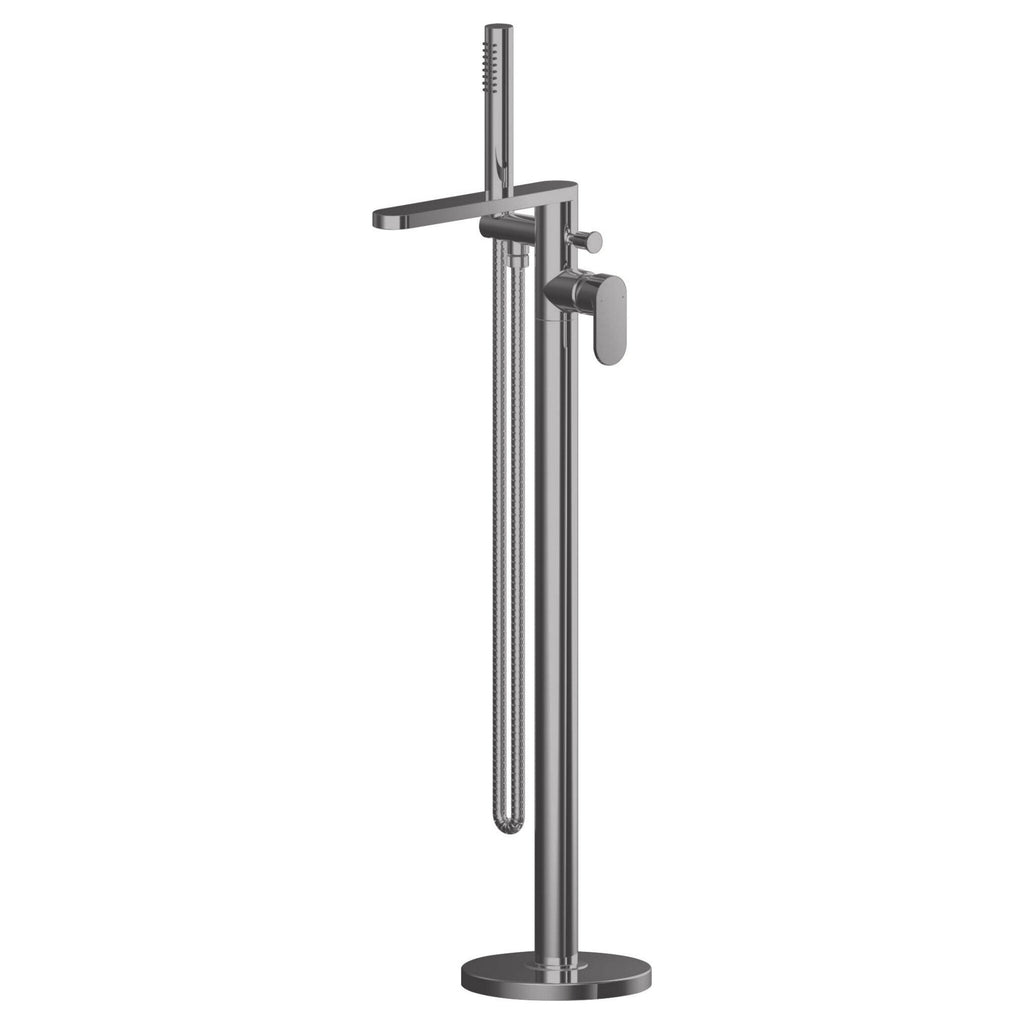 Linea Freestanding Bath Shower Mixer With Kit Brushed Pewter Contemporary 1 Hole