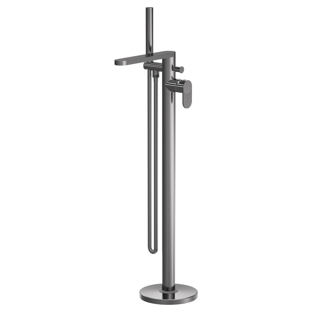 Linea Freestanding Bath Shower Mixer With Kit Brushed Pewter Contemporary 1 Hole