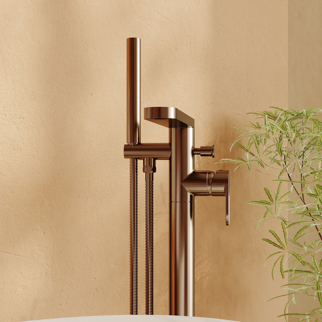 Aurelio Freestanding Bath Shower Mixer With Kit Brushed Bronze Contemporary 110mm