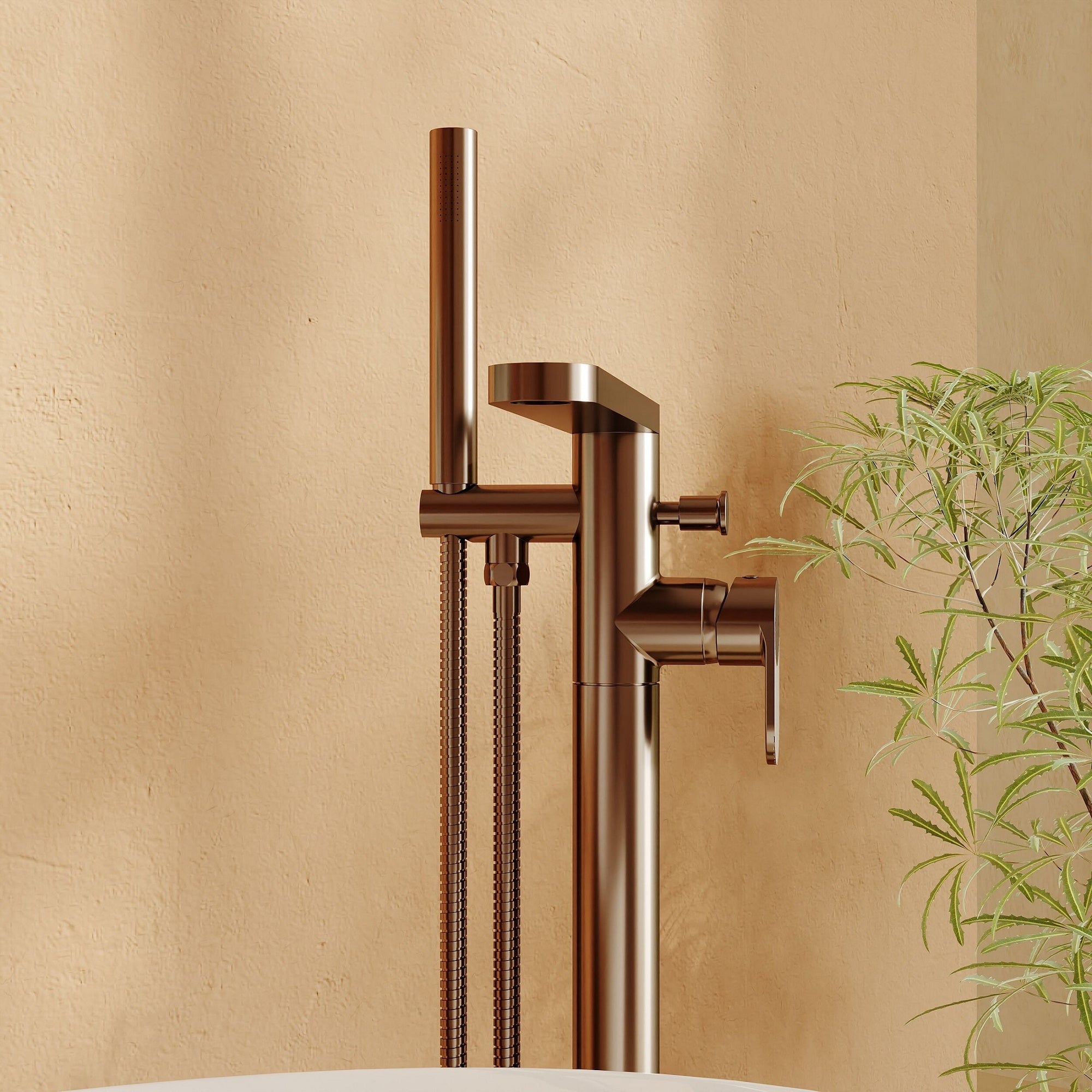 Aurelio Freestanding Bath Shower Mixer With Kit Brushed Bronze Contemporary 110mm