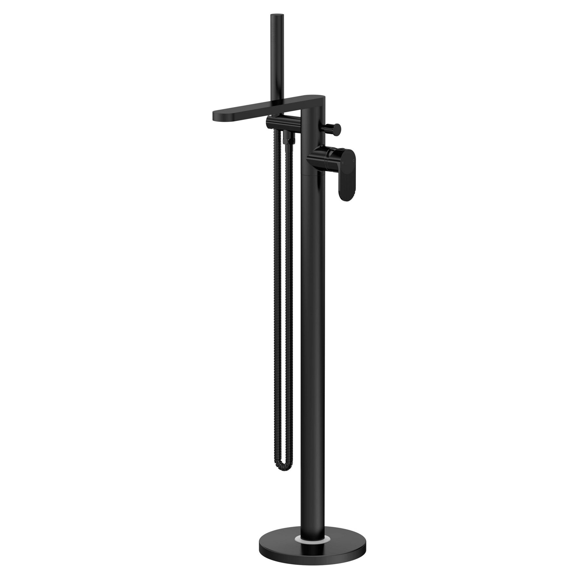 Aurelio Freestanding Bath Shower Mixer With Kit Matt Black Contemporary 1 Hole