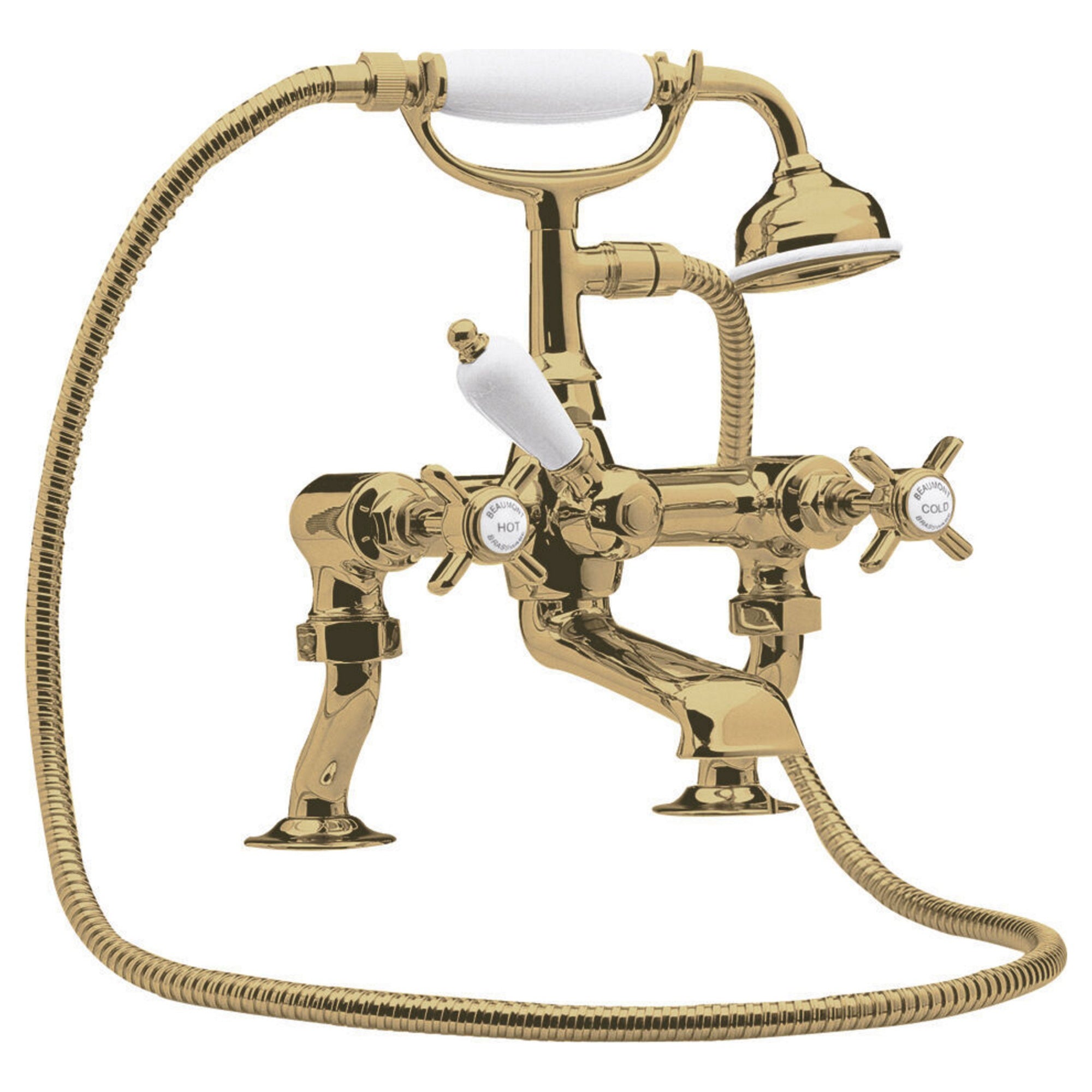Montane Traditional Brushed Brass 3/4 Cranked Bath Shower Mixer Crosshead
