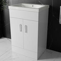 600mm Floor Standing Vanity Unit & Basin Storage Cabinet with Soft Close Doors Gloss White