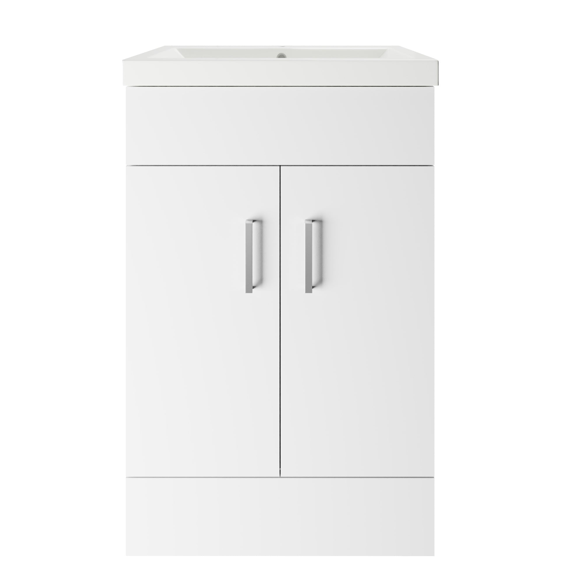 600mm Floor Standing Vanity Unit & Basin Storage Cabinet with Soft Close Doors Gloss White