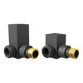 FNX Bathrooms Manual Radiator Valve Set, Square Corner, 15mm x 1/2" BSP, Anthracite Matt Brass