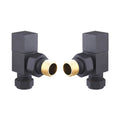 Modern Light Grey Square Angled Manual Radiator Valve Set - 15mm x 1/2 BSP Connections