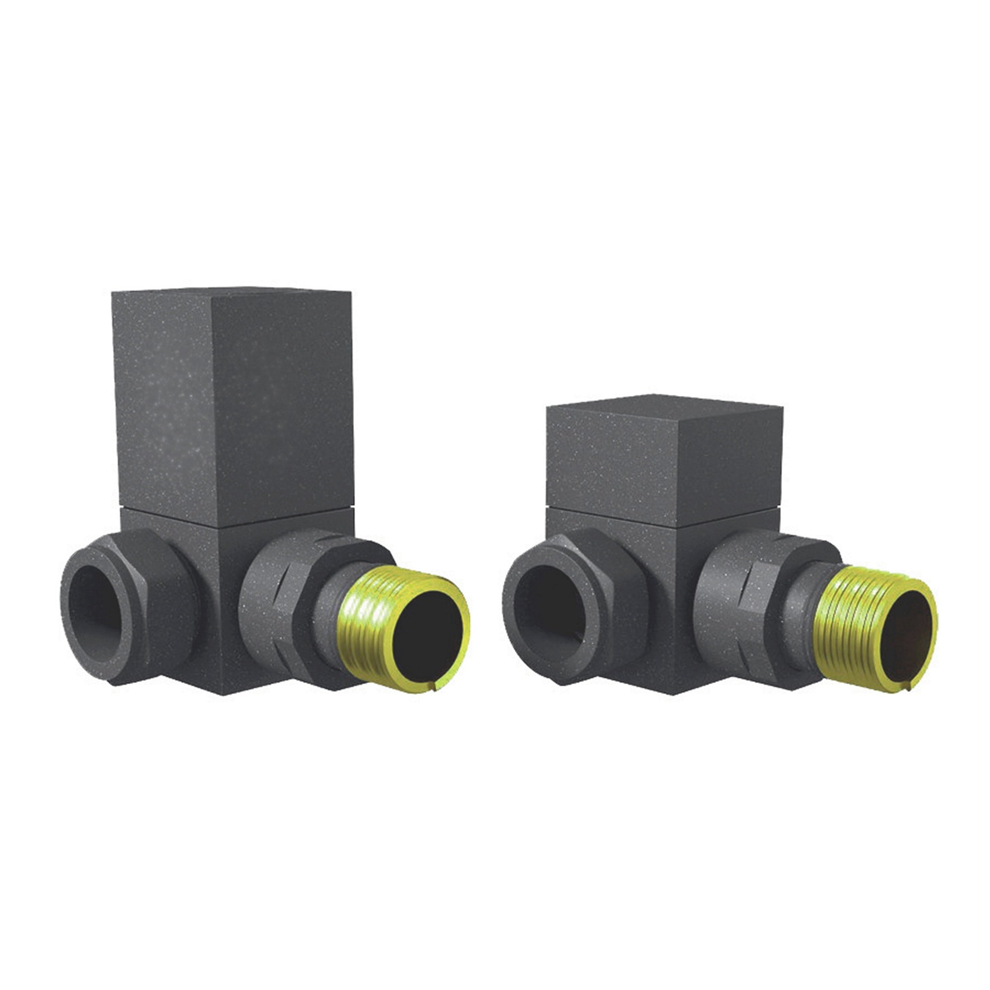FNX Bathrooms Manual Square Corner Radiator Valve Set - 15mm Compression x 1/2" BSP - Matt Basalt Grey