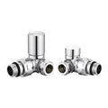 Manual Corner Radiator Valve Set - 15mm Compression x 1/2" BSP - Polished Chrome