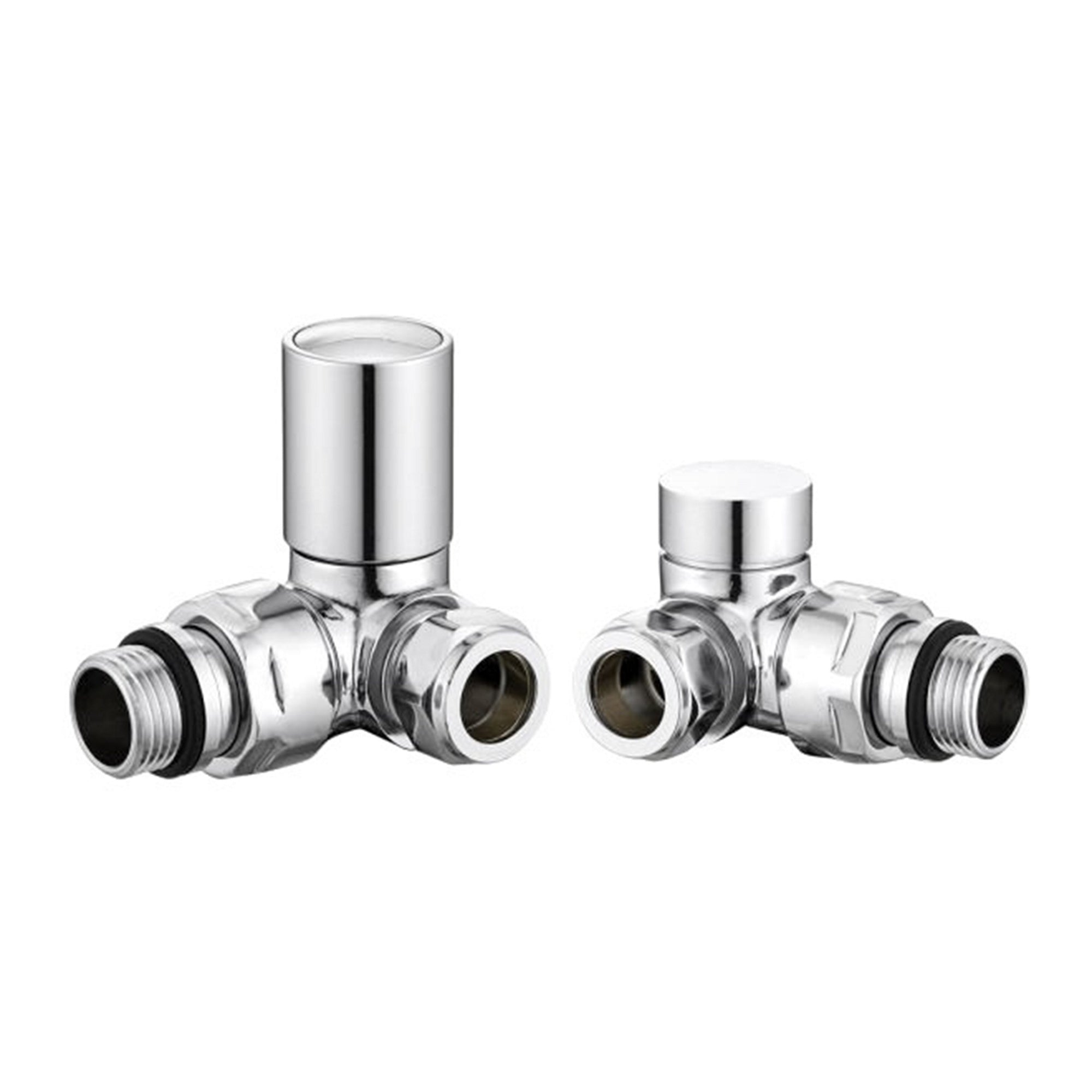Manual Corner Radiator Valve Set - 15mm Compression x 1/2" BSP - Polished Chrome