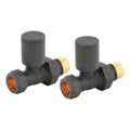 FNX Bathrooms Round Straight Manual Radiator Valve Set - 15mm x 1/2" Anthracite Matt