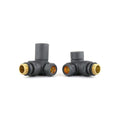 Anthracite Manual Round Corner Radiator Valve Set - 15mm Pipe x 1/2" Radiator Connection