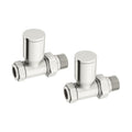 FNX Bathrooms Round Straight Manual Radiator Valve Set, 15mm x 1/2" BSP, Brushed Nickel