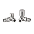 Brushed Nickel Manual Radiator Valves, Round Corner, 15mm Compression x 1/2" BSP Thread, Pair