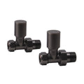 FNX Bathrooms Round Straight Manual Radiator Valve Set - 15mm x 1/2" BSP - Brushed Gunmetal Finish