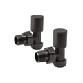 Brushed Gunmetal Manual Radiator Valve Pair - Round Angled - 15mm Compression x 1/2" BSP
