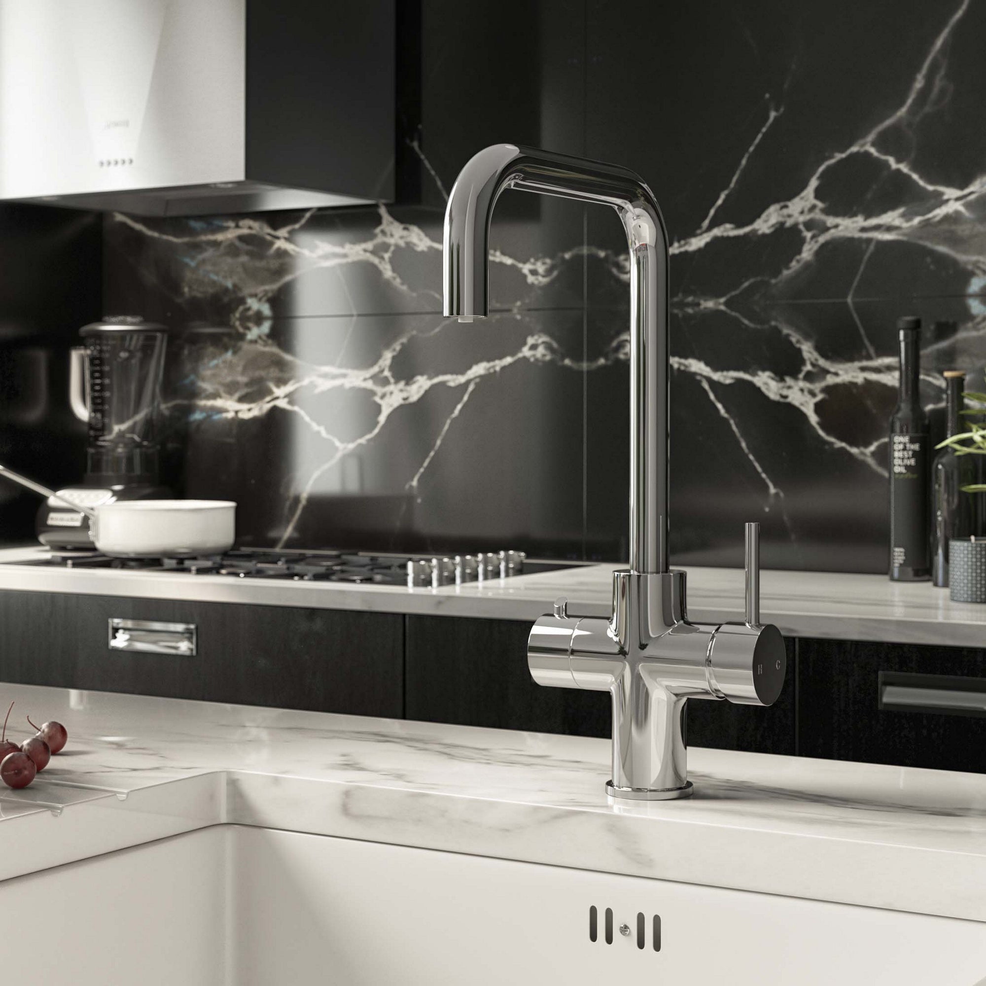 3-in-1 Chrome Boiling Water Kitchen Tap with Child Lock 2.4L Boiler 360 Swivel Spout