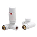 FNX Bathrooms Dual Fuel Thermostatic Radiator Valve Set White Corner 1/2" x 15mm