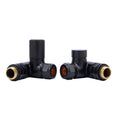 Matt Black Dual Fuel Manual Corner Radiator Valve Set - 15mm x 1/2" BSP