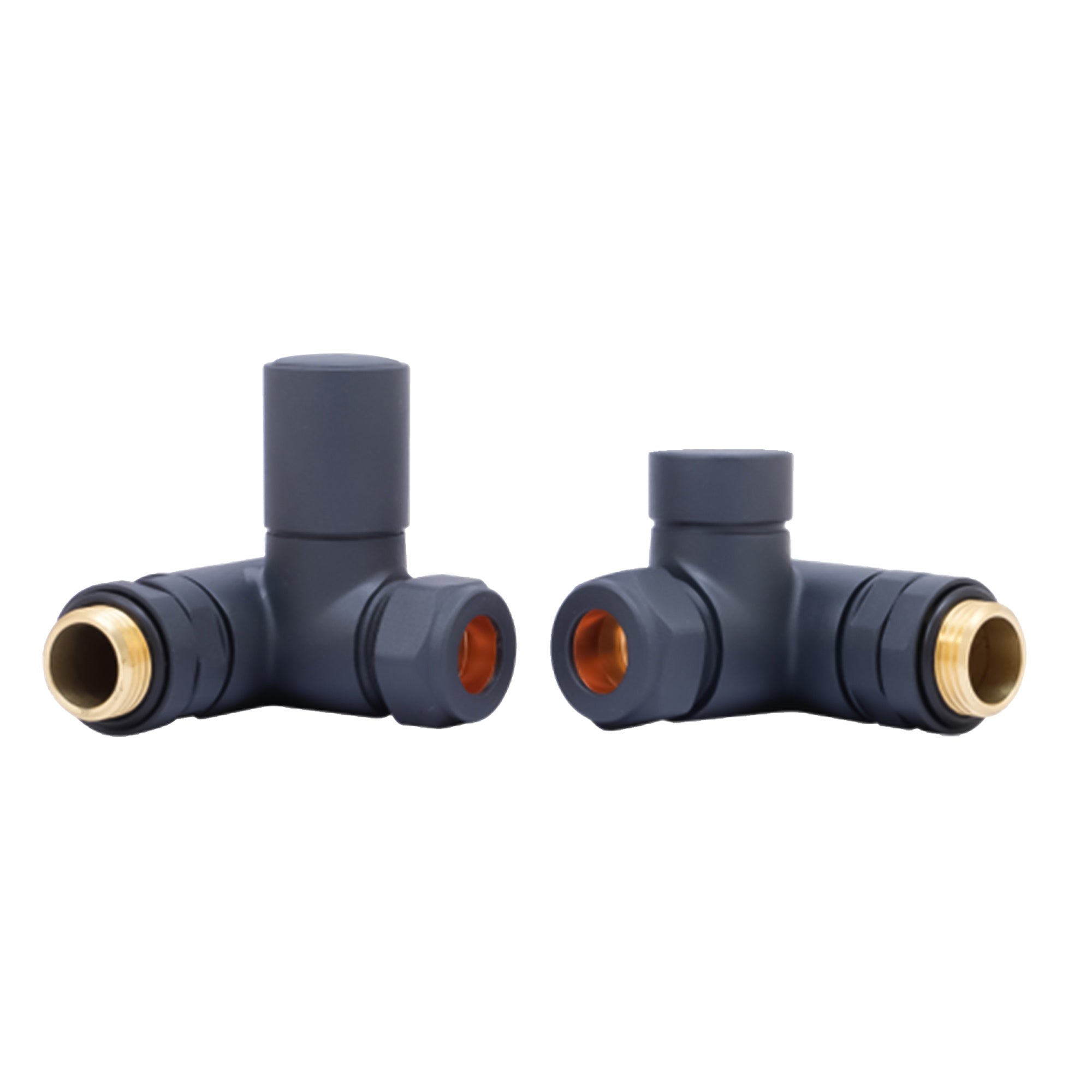 Anthracite Dual Fuel Corner Radiator Valve, Manual Control, 15mm x 1/2" Connection