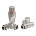 FNX Bathrooms Dual Fuel Thermostatic Radiator Valve Set - Brushed Nickel Corner TRV, 1/2" x 15mm, Energy Efficient