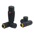 FNX Bathrooms Premium Dual Fuel Anthracite Thermostatic Corner Radiator Valve & Lockshield Set 1/2" x 15mm