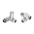 Chrome Dual Fuel Corner Radiator Valve Set - Manual Control, 1/2" x 15mm UK Connections