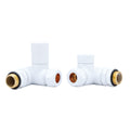 Dual Fuel Manual Corner Radiator Valve Set - White, 1/2" BSP x 15mm Brass Compression Connection