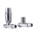 FNX Bathrooms Chrome Straight Thermostatic Radiator Valve (TRV) with Lockshield, 15mm x 1/2" BSP