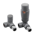FNX Matt Grey RAL 7012 Thermostatic Radiator Valve & Lockshield Set - Corner 15mm x 1/2" TRV