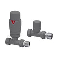 FNX Bathrooms RAL 7012 Grey Straight Thermostatic Radiator Valve (TRV) with Lockshield - 15mm x 1/2" BSP