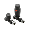 FNX Bathrooms Anthracite Straight Thermostatic Radiator Valve with Lockshield - 15mm x 1/2 Inch BSP