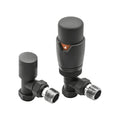 Anthracite Angled Thermostatic Radiator Valve (TRV) with Lockshield - 15mm x 1/2" BSP Brass