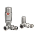 FNX Brushed Nickel Thermostatic Radiator Valve (TRV) Corner - 15mm x 1/2" with Lockshield