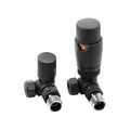 Anthracite Thermostatic Radiator Valve (TRV) & Lockshield Set - 15mm x 1/2" BSP Corner, Solid Brass, UK Manufactured