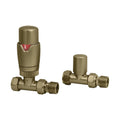 Brushed Brass TRV Straight 15mm x 1/2" - Thermostatic Radiator Valve with Lockshield
