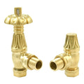 Westminster Angled Thermostatic Radiator Valve & Lockshield Set - Polished Brass, 1/2" x 15mm Connection