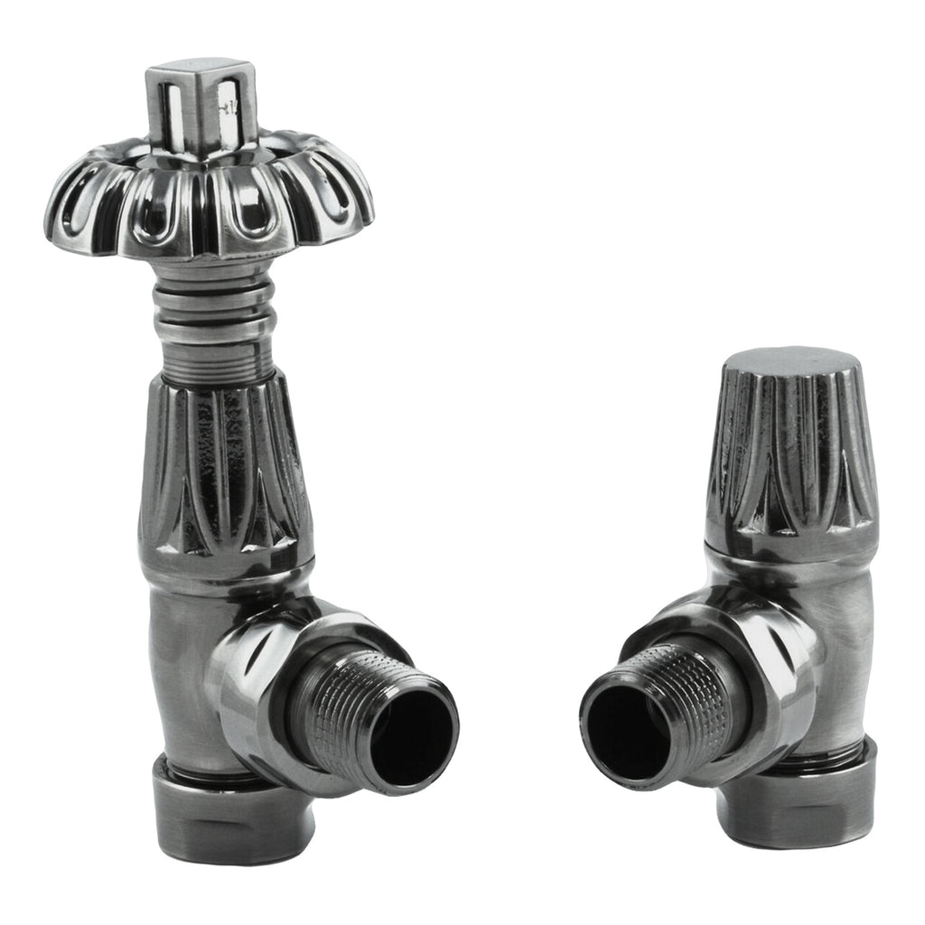 Westminster Traditional Black Nickel Angled Thermostatic Radiator Valve Set - 1/2" x 15mm