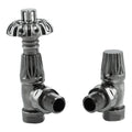 Westminster Traditional Black Nickel Angled Thermostatic Radiator Valve Set - 1/2" x 15mm