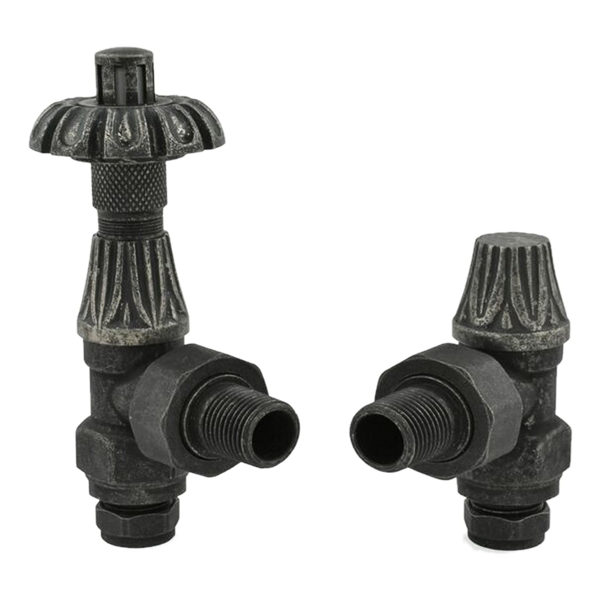 FNX Westminster Pewter Angled Thermostatic Radiator Valve Set 1/2" x 15mm for DIY & Pros
