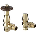 FNX Bathrooms Chelsea Traditional Thermostatic Angled Radiator Valves - Polished Brass (1/2" x 15mm)