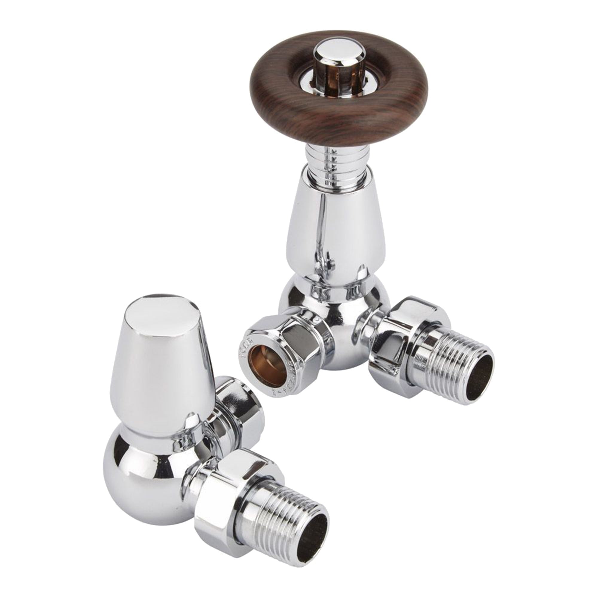 Traditional Chrome Thermostatic Corner Radiator Valves 1/2" x 15mm - Stylish & Energy Efficient