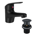 Matt Black Basin Mono Mixer Tap with Slotted Waste - Single Lever Brass Bathroom Faucet