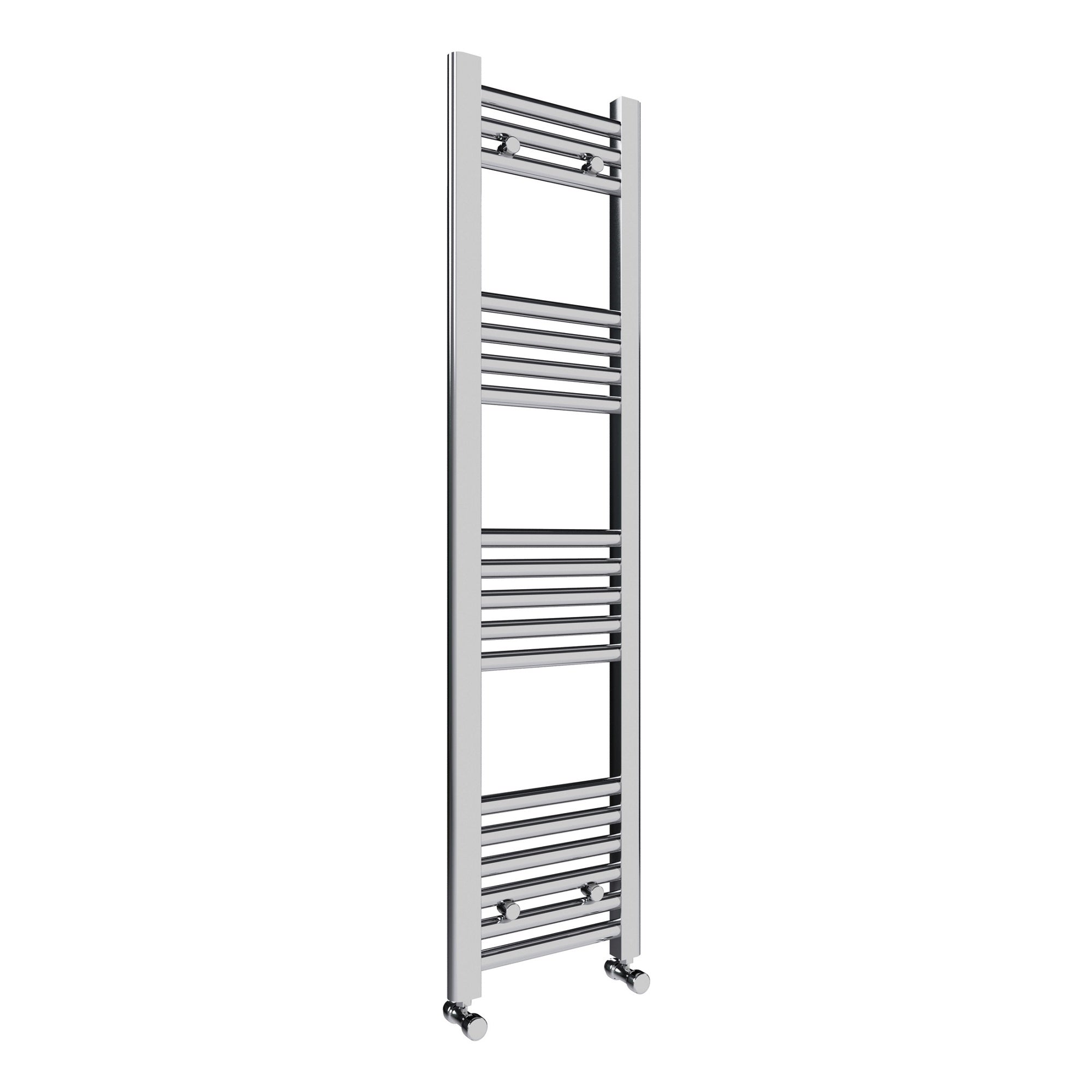 FNX Bathrooms Chrome Heated Towel Rail Radiator (300x1200mm) with Straight Thermostatic Valves