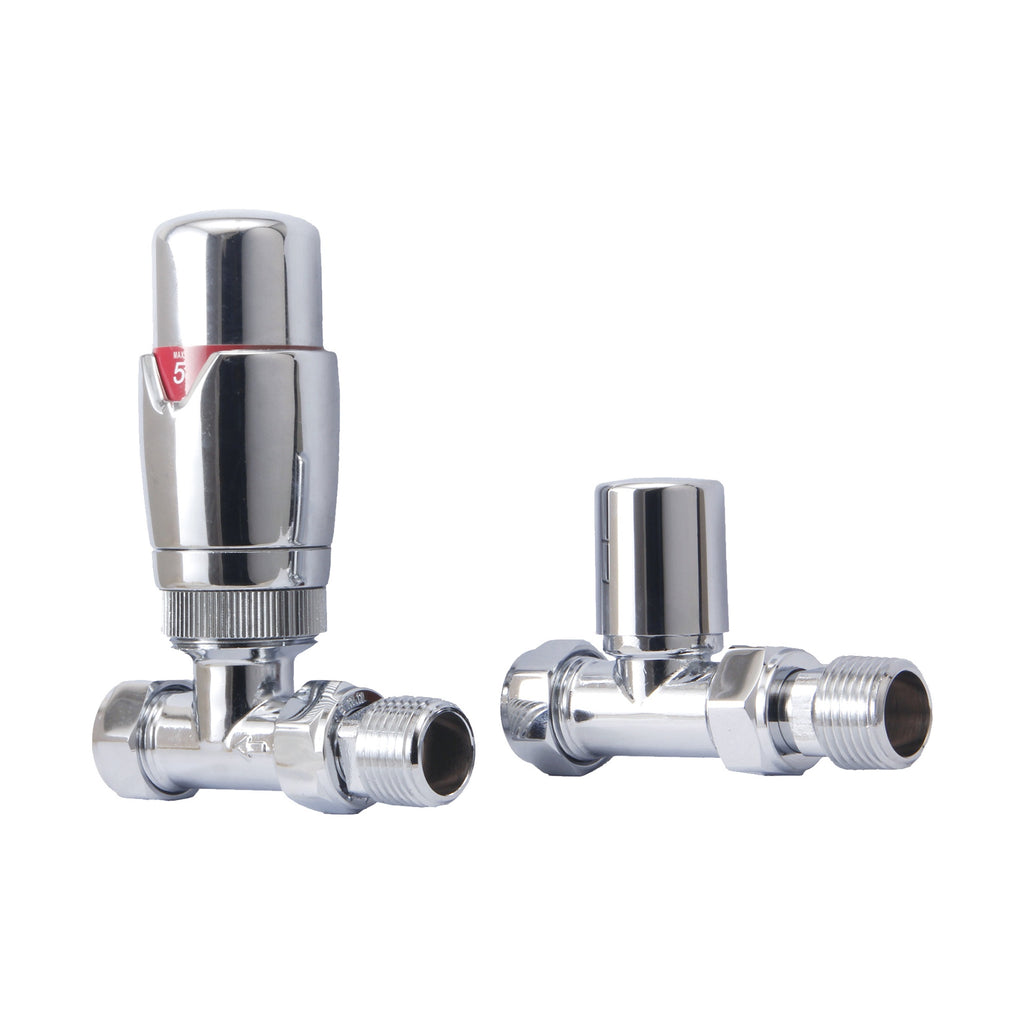 Chrome Heated Towel Rail Radiator with Thermostatic Valves, 400x800mm - Perfect for UK Bathrooms