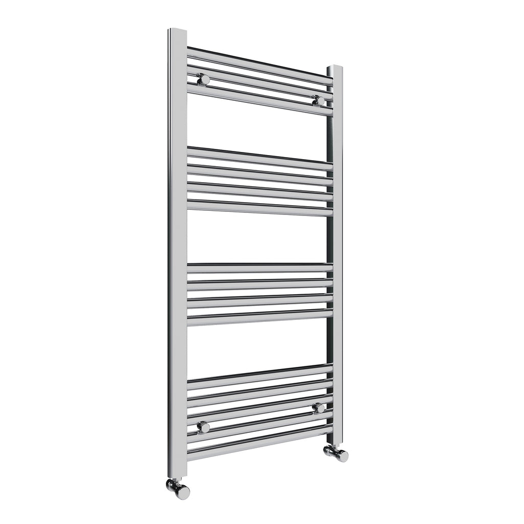 FNX Chrome Polished Heated Towel Rail Radiator with Straight Thermostatic Valves - 500 x 1000mm, Low Carbon Steel