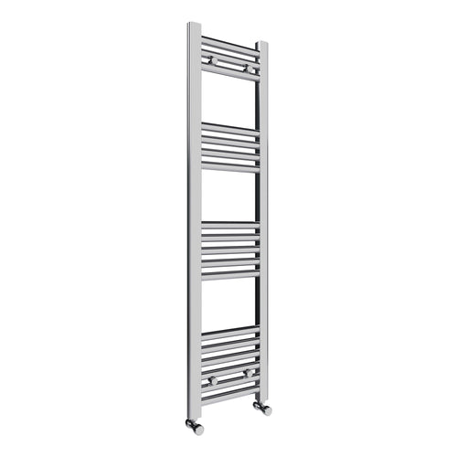 1200x300mm Chrome Heated Towel Rail Radiator with Angled Thermostatic Valves